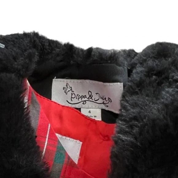 Pippa & Julie Red Plaid Dress with Fur Vest 4 - Picture 3 of 3